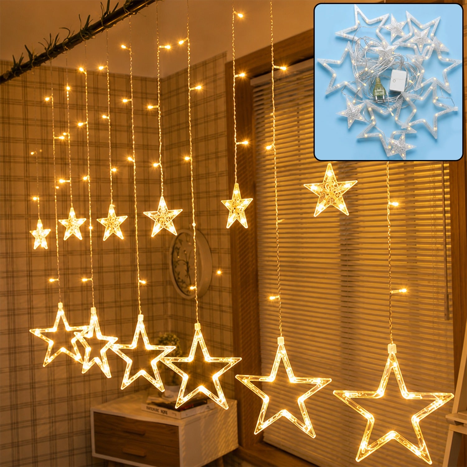 White Star LED String Light Set Warm Fairy Lights for Decoration (1 Set)