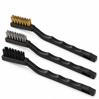 Multipurpose Brass, Steel and Nylon Cleaning Brush Set (3 Pc)