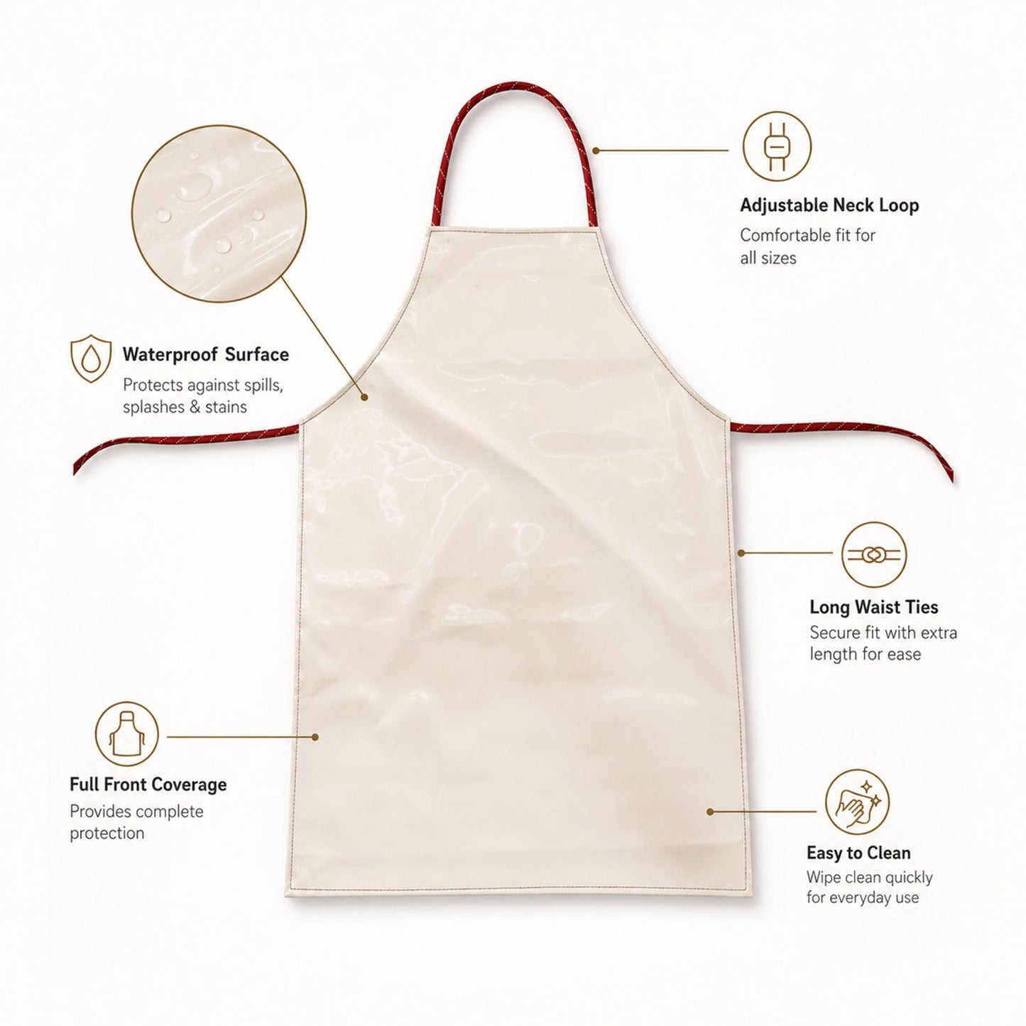 Durable Premium Waterproof Kitchen Apron with Adjustable Neck Strap (1 Pc)