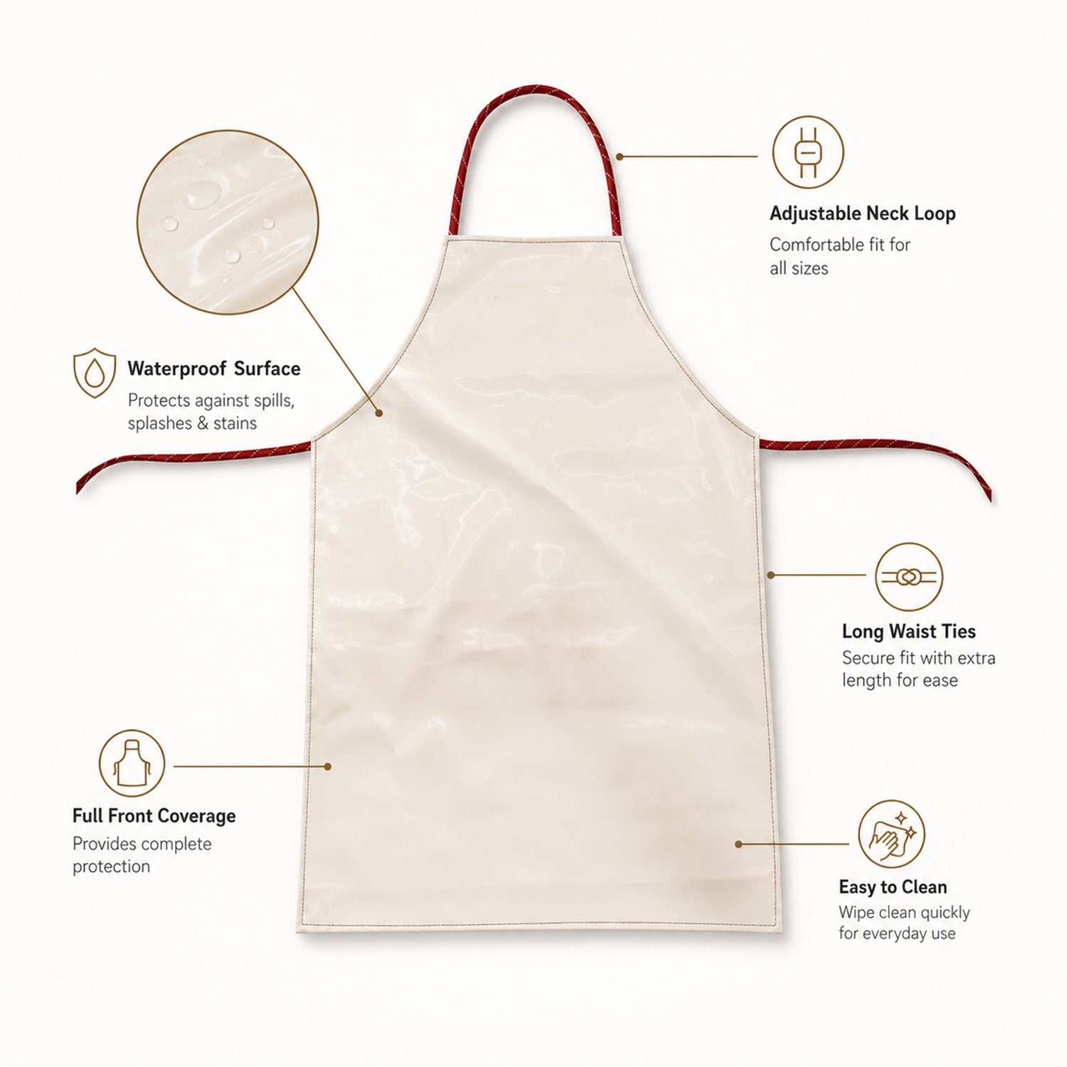 Durable Premium Waterproof Kitchen Apron with Adjustable Neck Strap (1 Pc)