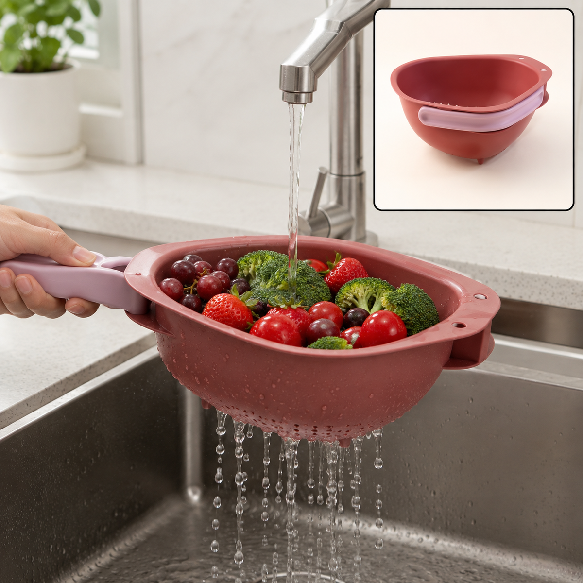 Foldable Kitchen Colander – Space Saving with Drain Base