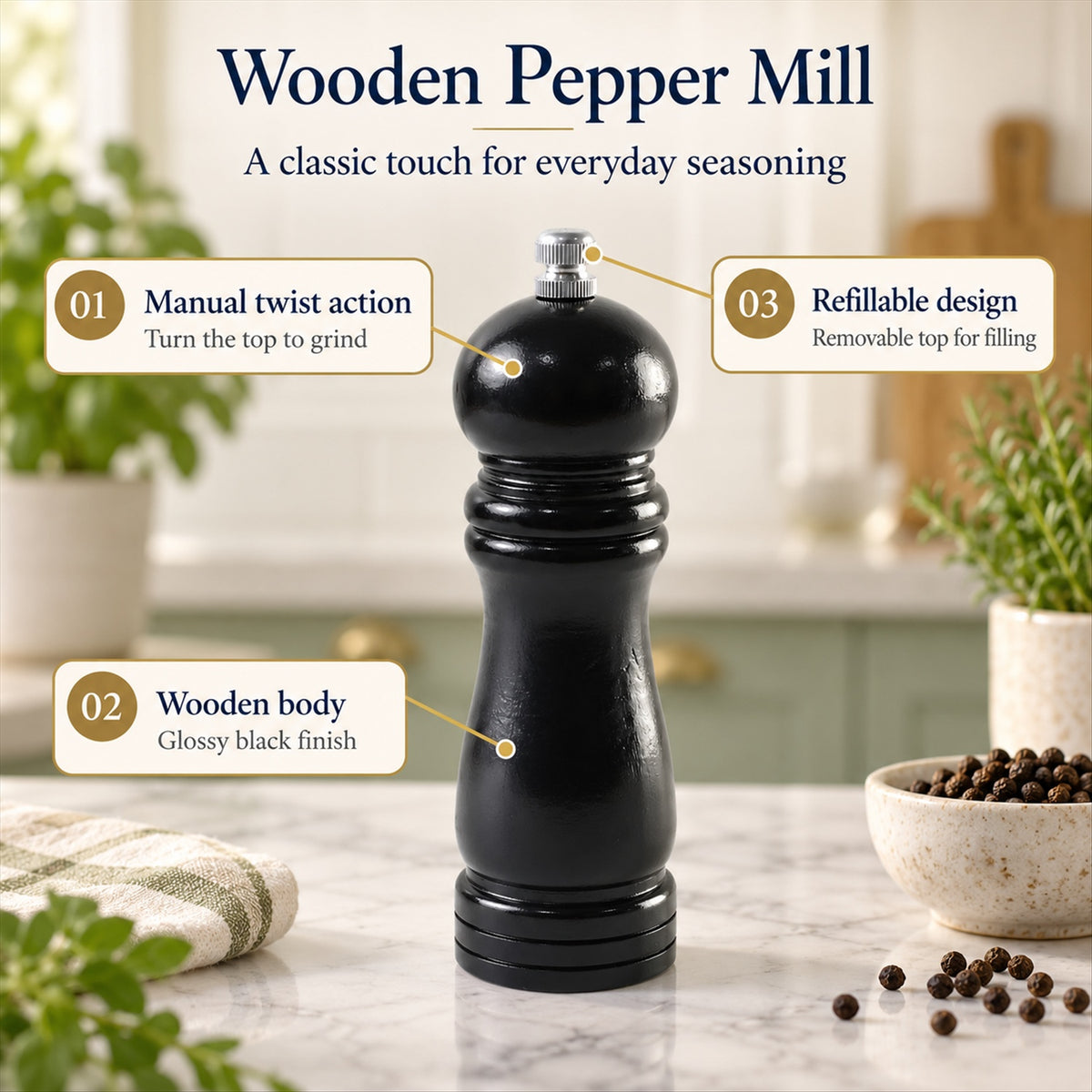 Pepper mill salt spice grinder