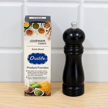 Wooden pepper grinder kitchen use