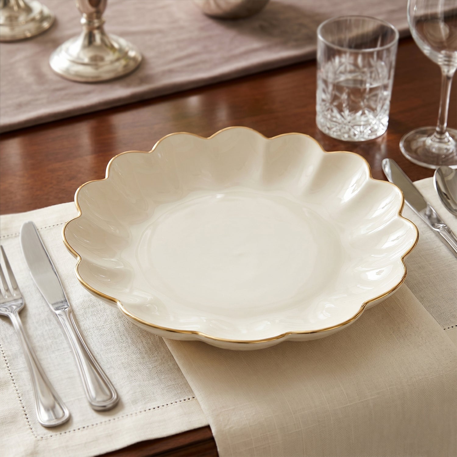 Lotus Flower Decorative Serving Tray Stylish Snack Dry Fruit Platter (1 Pc)