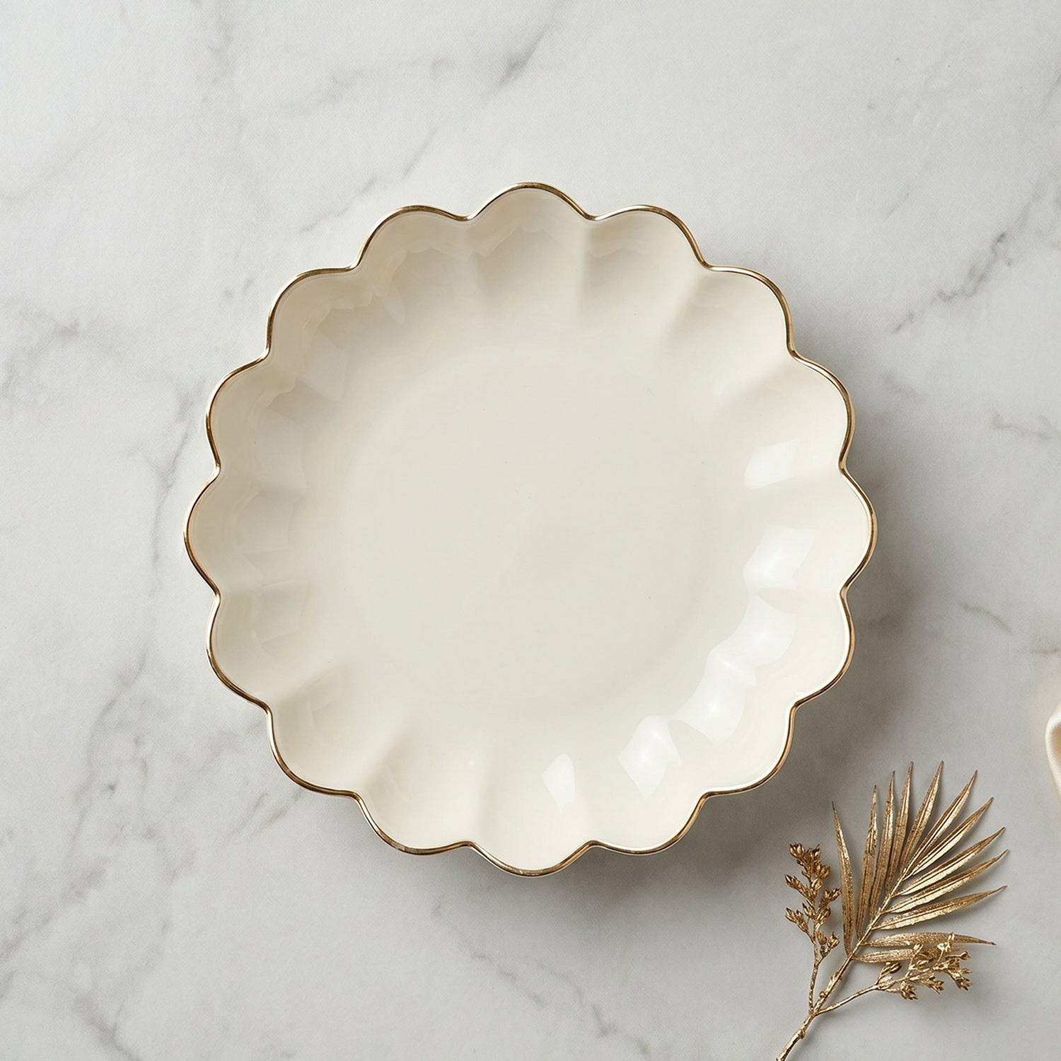 Lotus Flower Decorative Serving Tray Stylish Snack Dry Fruit Platter (1 Pc)