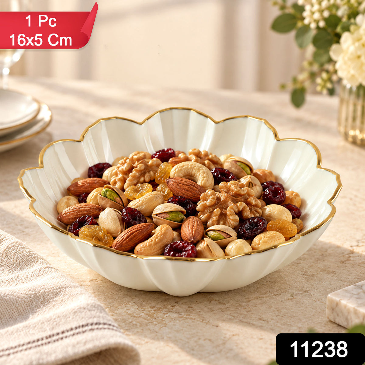 Lotus flower decorative serving tray, 16 by 5 Cm, supplied SKU photo