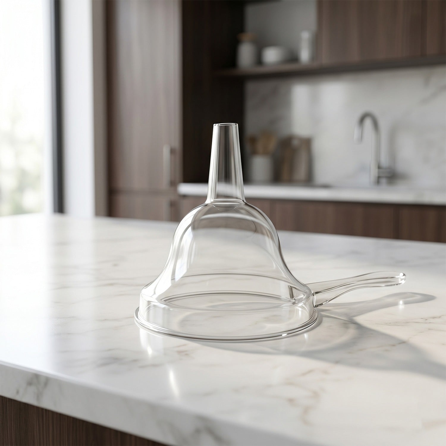 Transparent Spout Kitchen Funnel with Handle Wide Mouth Pouring Funnel (1 Pc)