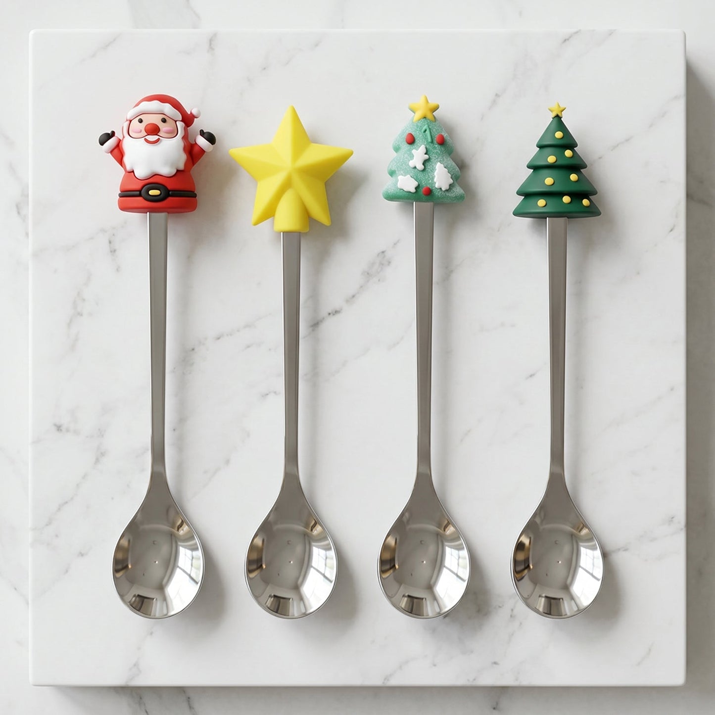 Golden Cartoon Spoon Set with Gift Box Steel Dessert Coffee Tea Spoons (4 Pc Set)