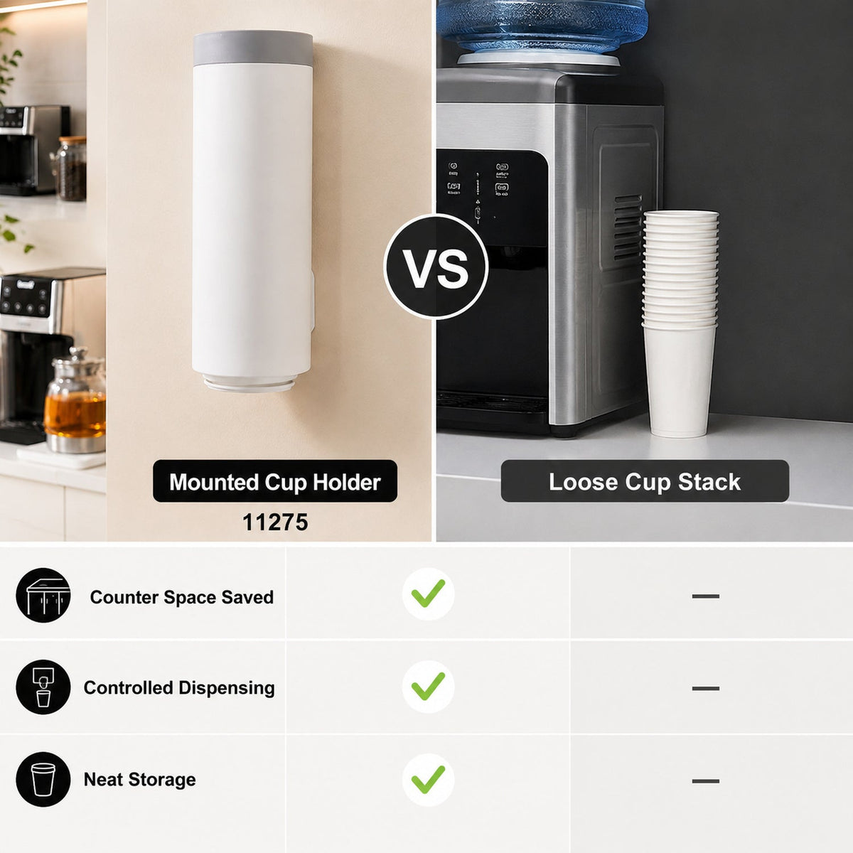 Wall Mounted Cup Holder – Space-Saving Dispenser for Hygienic Storage