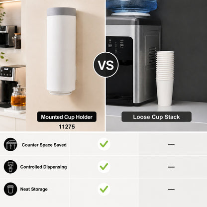 Wall Mounted Cup Holder – Space-Saving Dispenser for Hygienic Storage