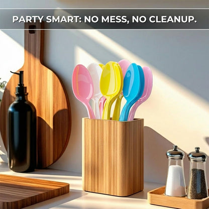 Colorful disposable spoons for party use