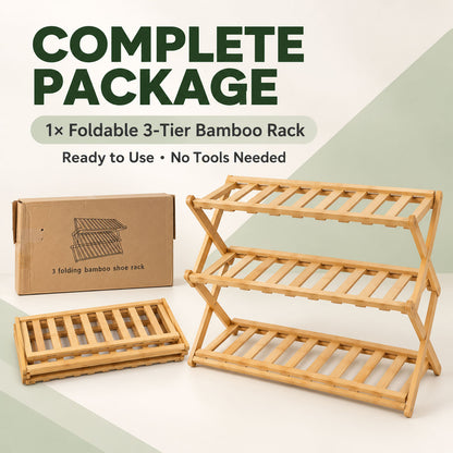 Foldable three layer bamboo storage rack - package contents