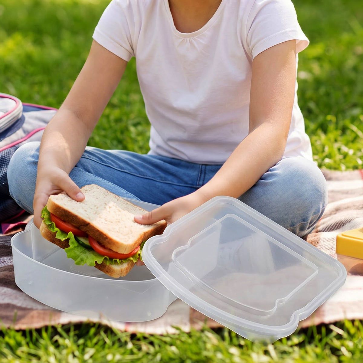 Lunch box outdoor snack usage view