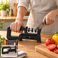Manual Metal Knife Sharpener with 3 Stage System and Ergonomic Non Slip Handle