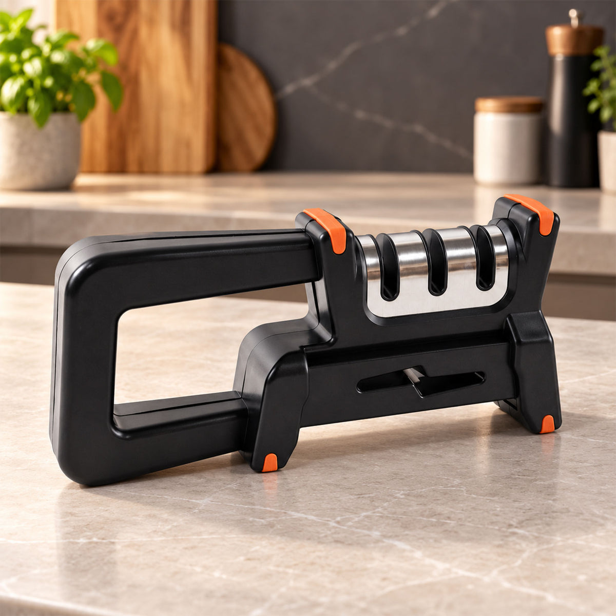 Multifunction manual knife sharpener with ergonomic handle