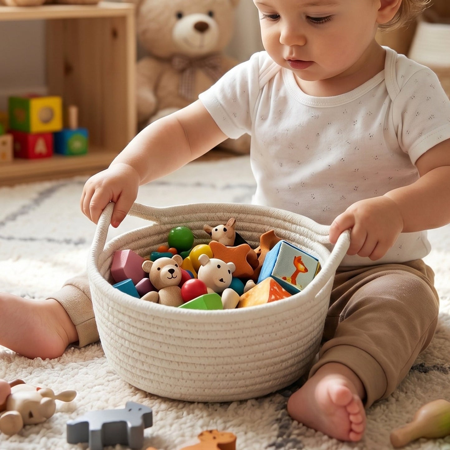 11382 woven storage basket live use