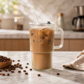 Glass Tumbler with Lid – Large 700ml Capacity with Handle for Cold Beverages