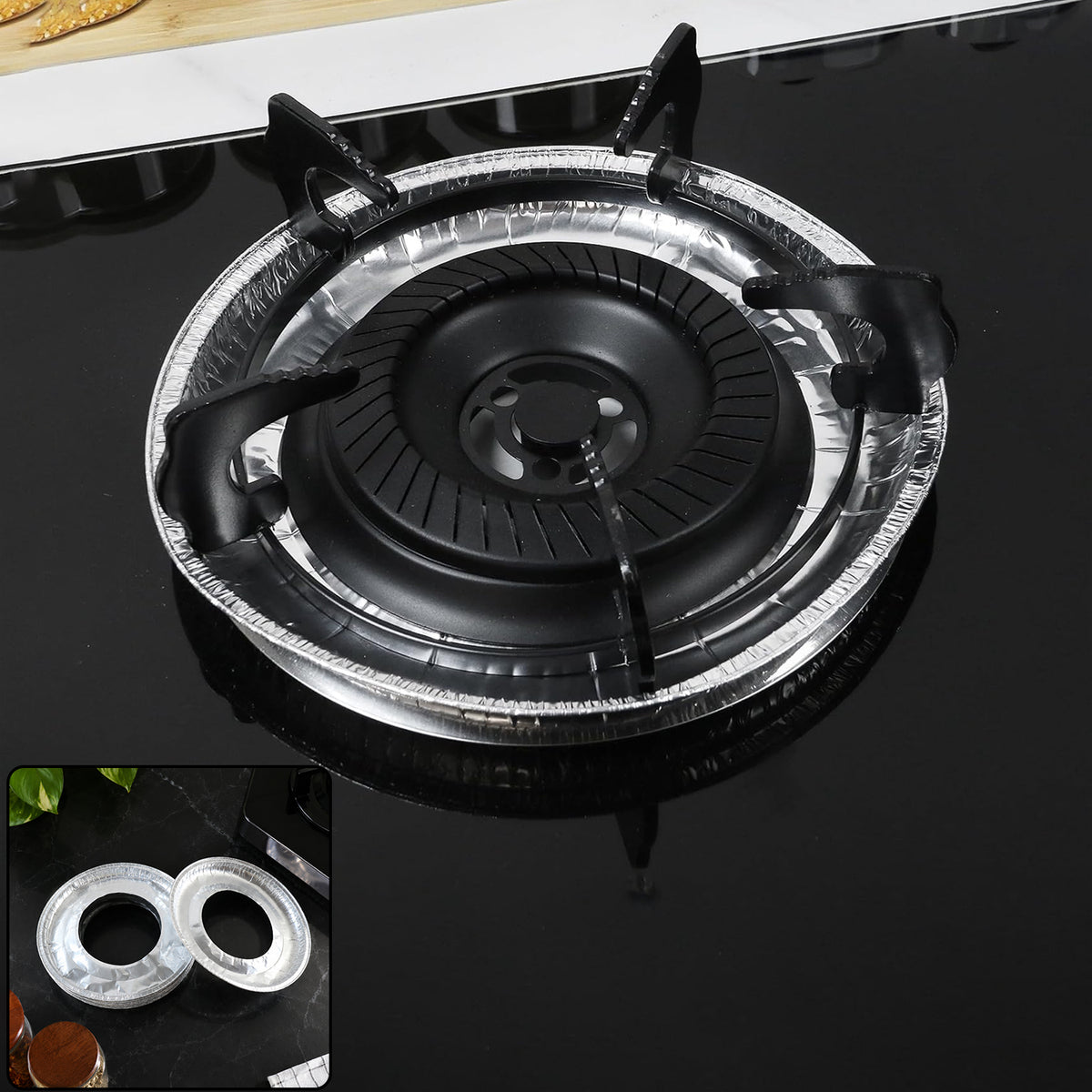 Gas stove burner cover in use
