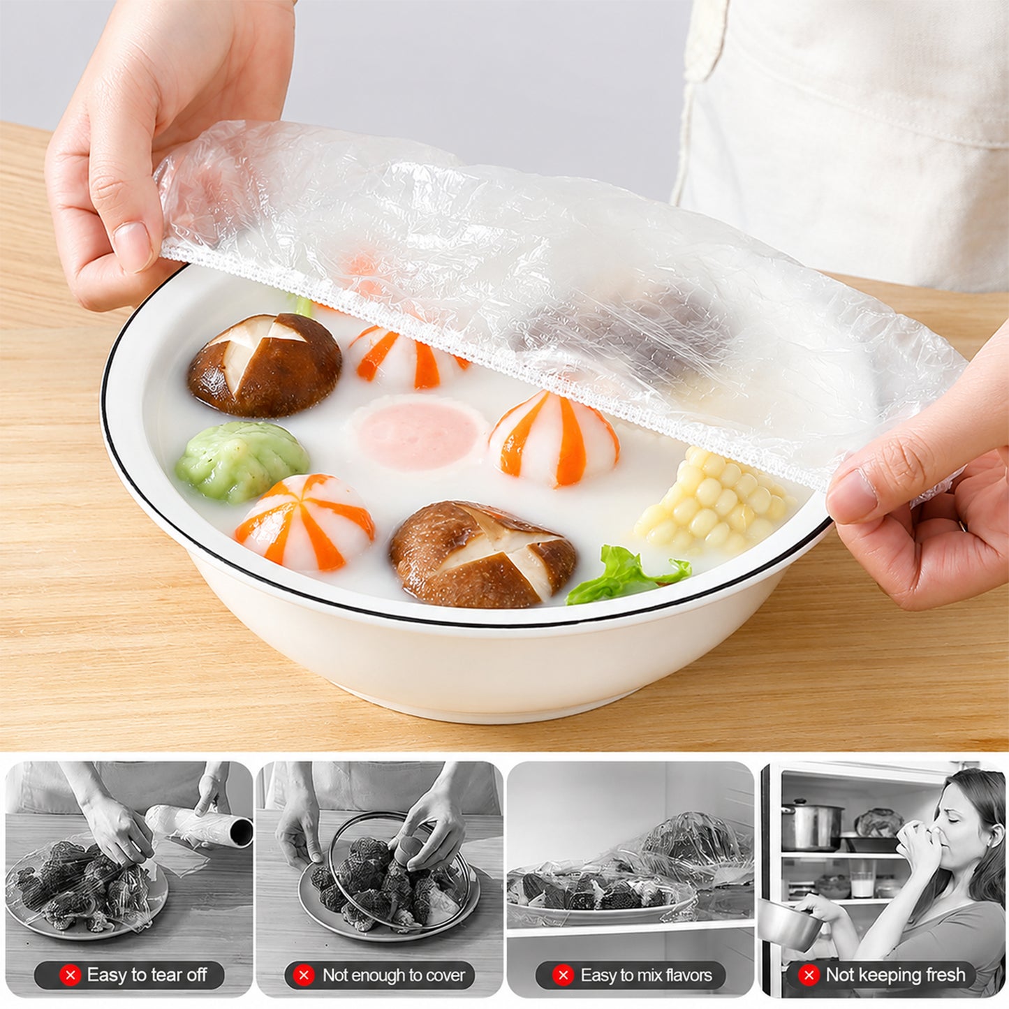 Elastic food cover for bowls and plates