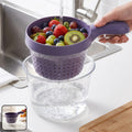 Plastic Drain Basket with Handle and Catch Bowl for Fruits and Vegetables (1 Pc)