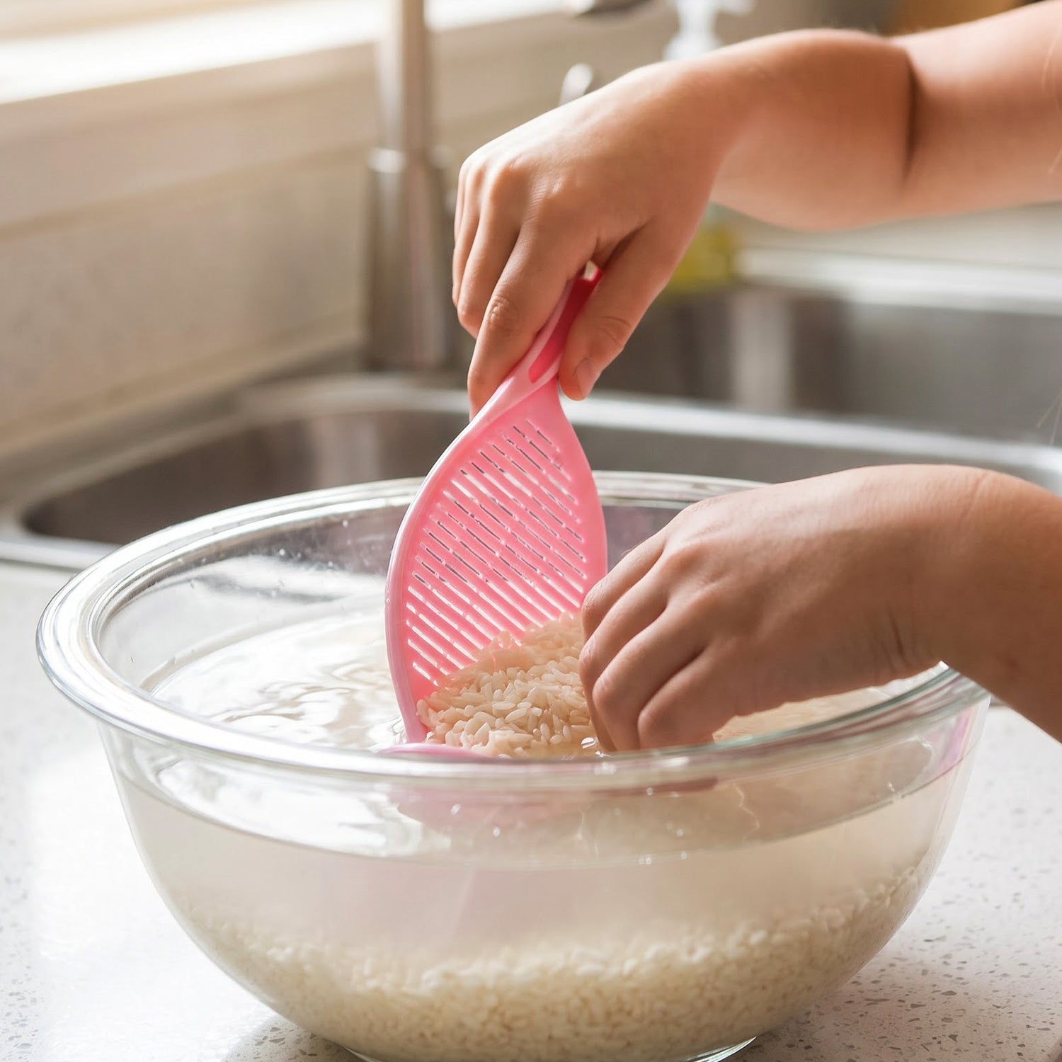Plastic rice washing kitchen strainer spoon - image 3