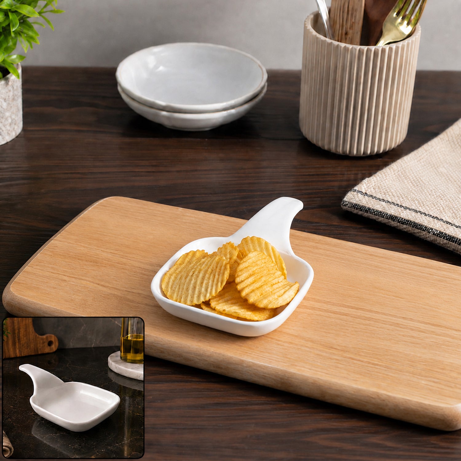 Plastic scoop serving dish lifestyle view