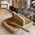 Plastic Pot Lid & Cooking Spoon Holder Stand for Kitchen Countertop Use (1 Pc)