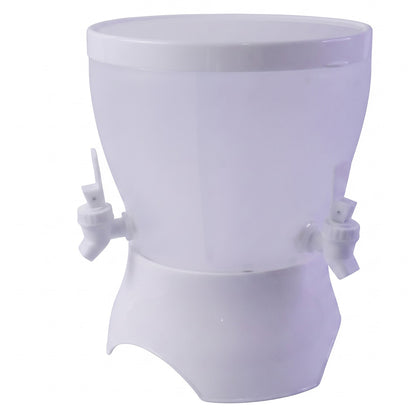 Plastic water storage kettle on white background