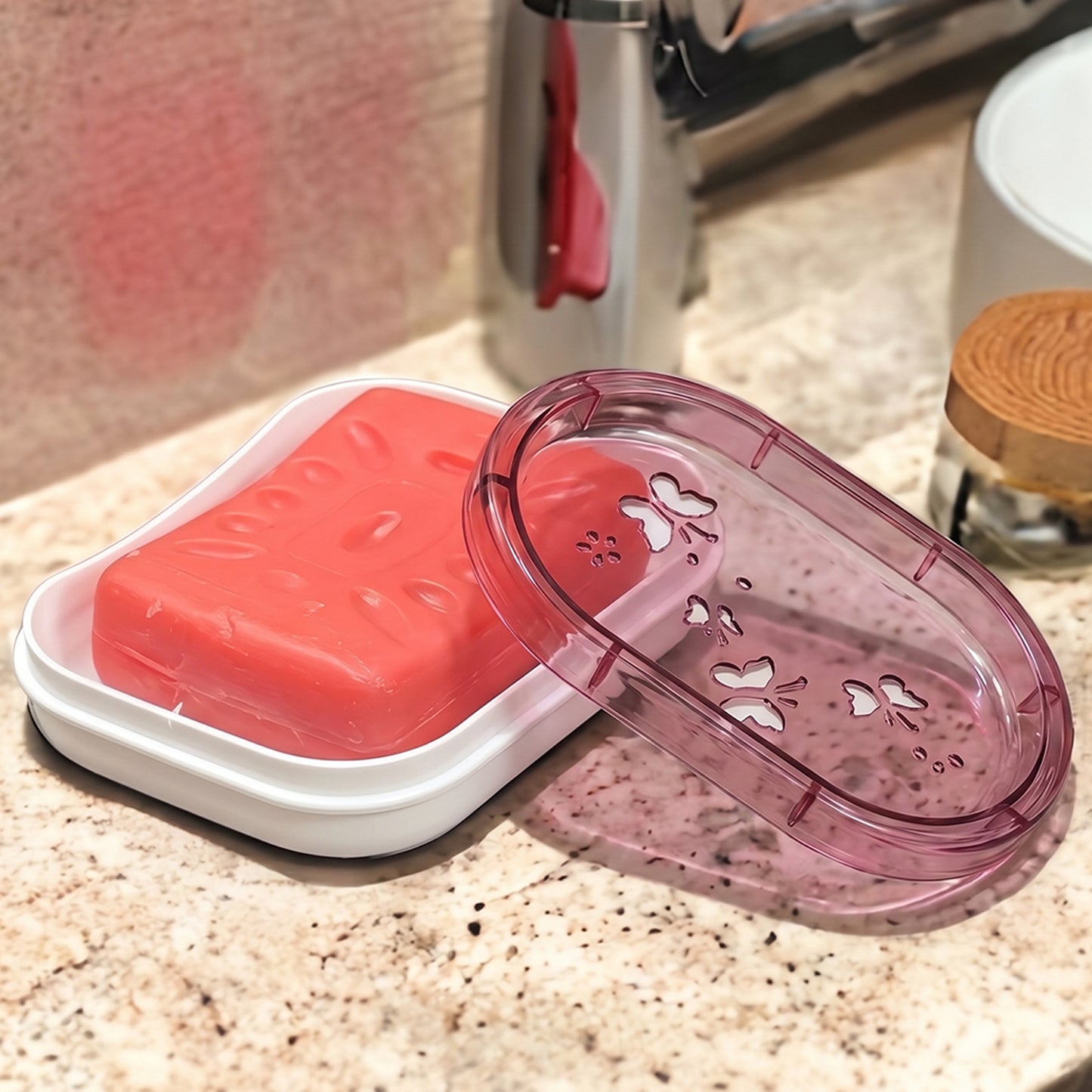 Portable soap case bathroom use view
