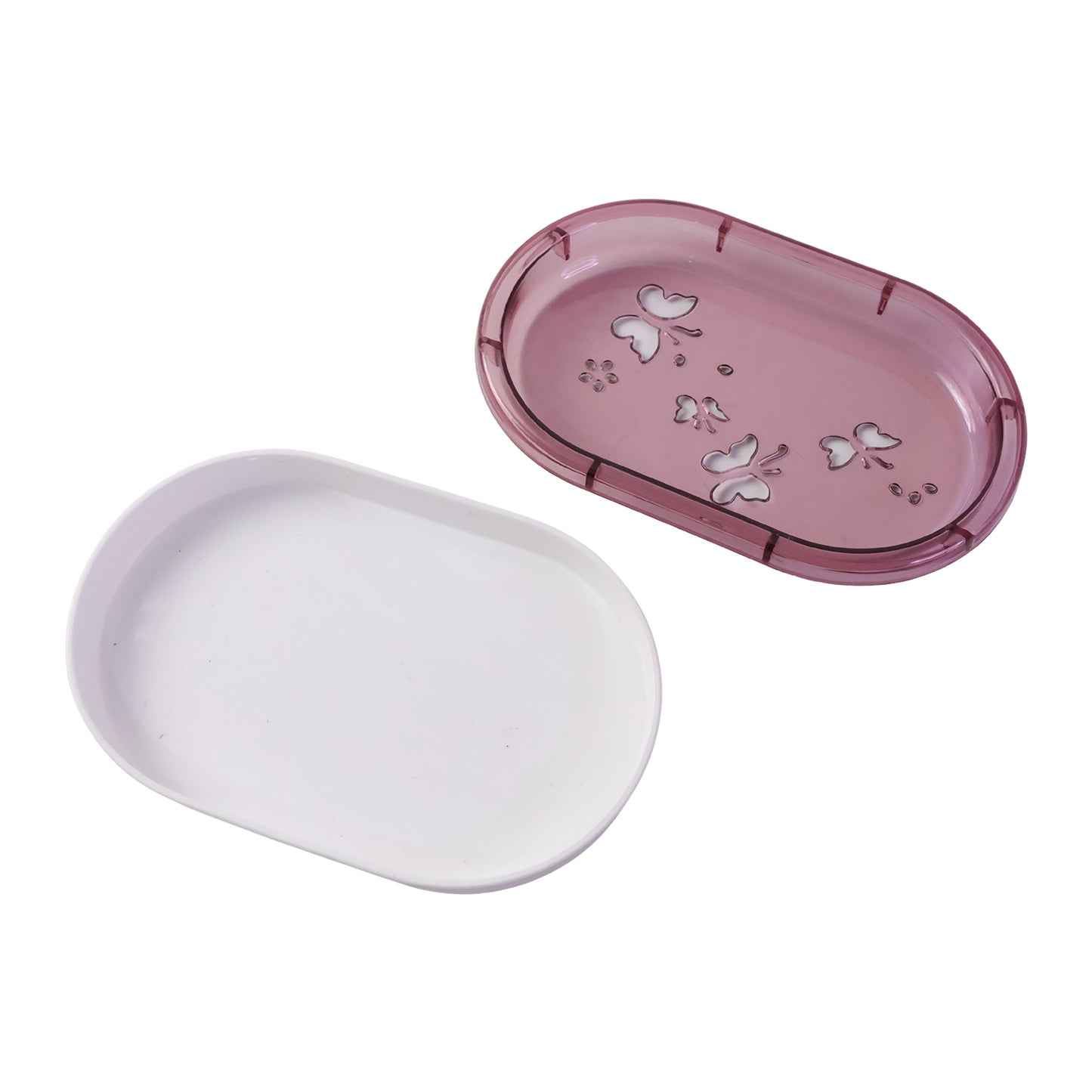 Pink and white soap box on white background