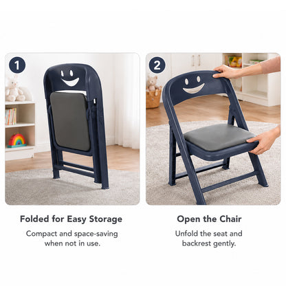 Foldable children chair storage steps