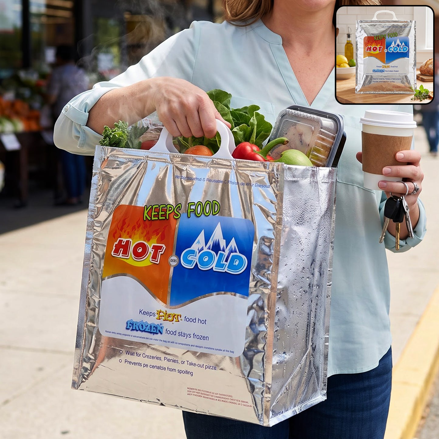 Small insulated hot and cold food storage bag