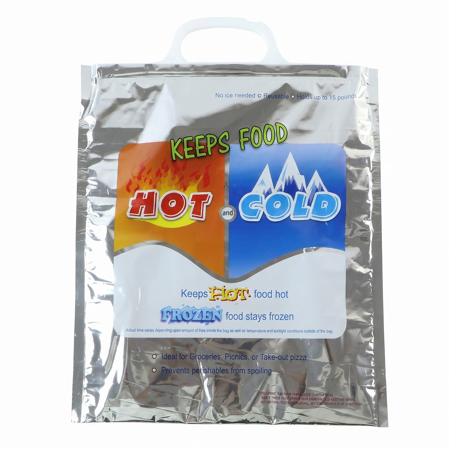 Insulated hot and cold food bag on white background