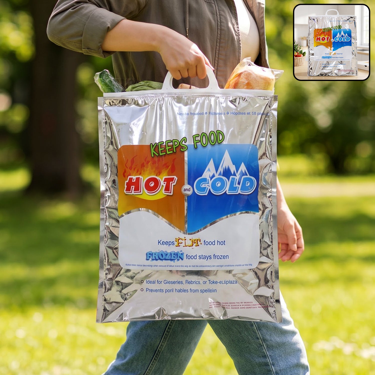 Medium insulated hot and cold food storage bag