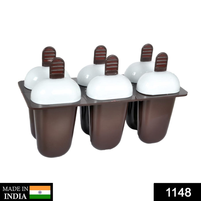 1148 Plastic Ice Candy Maker Kulfi Maker Moulds Set with 6 Cups (Multicolour)