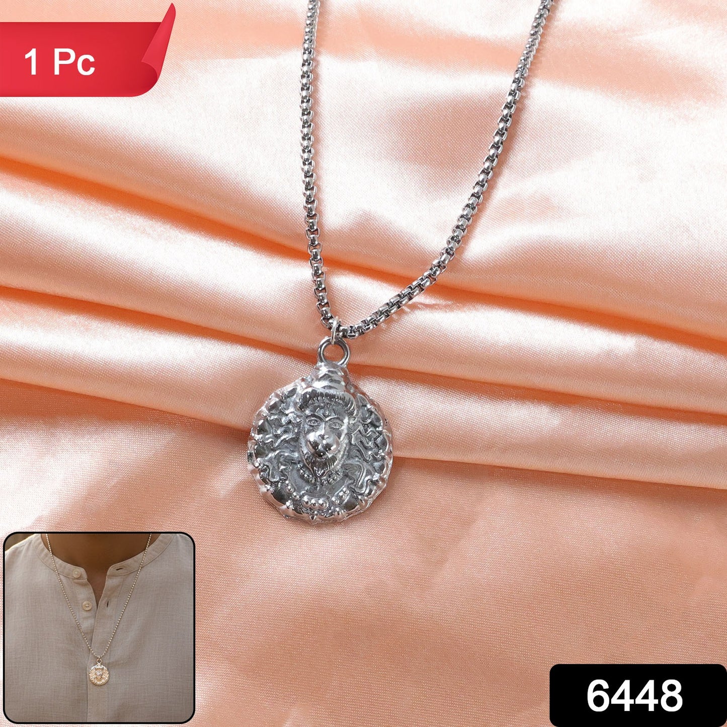 Hanuman faceLocket With Chain, Pendant Necklace Chain (1 Pc)