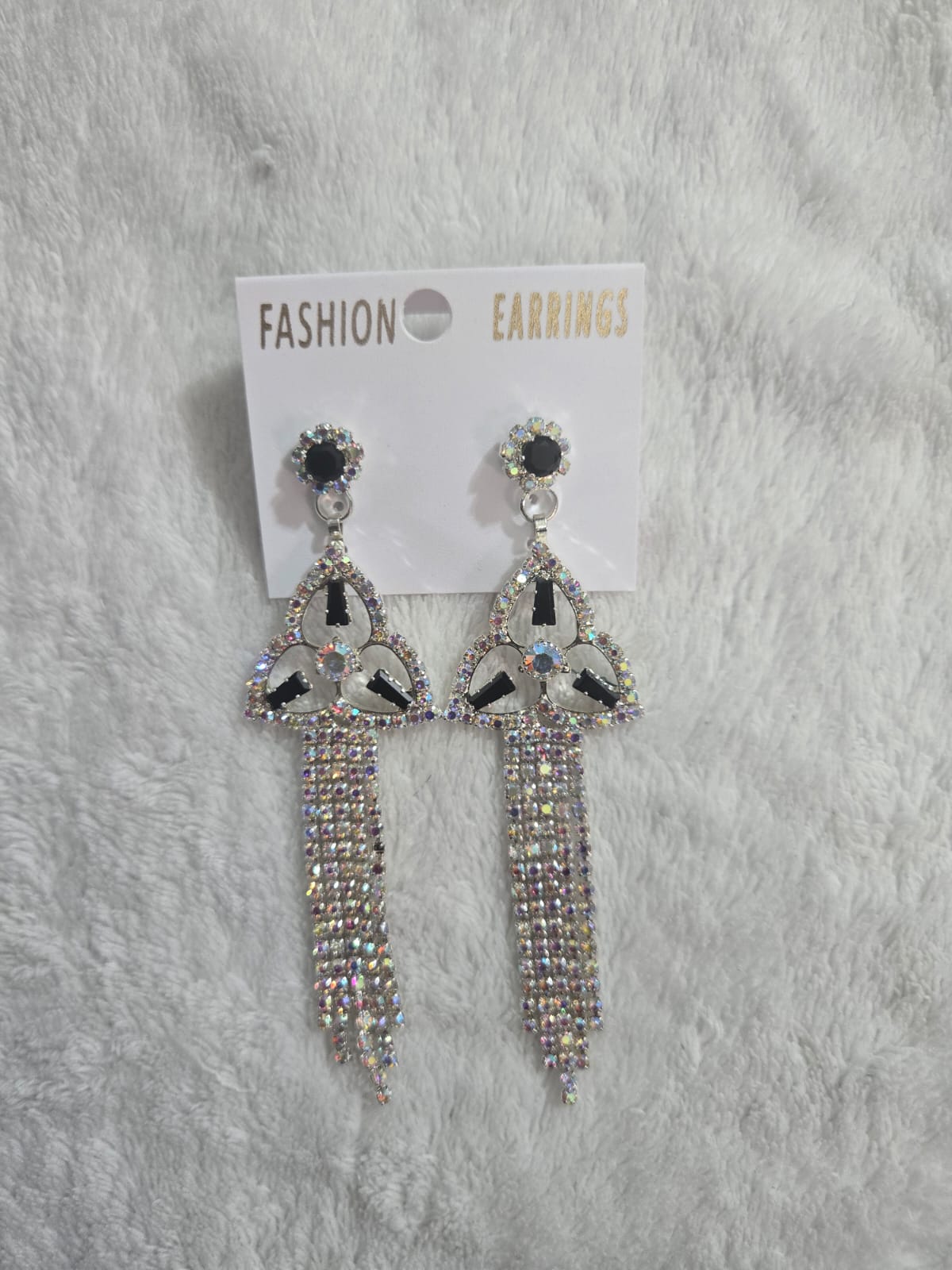 Black Stone Crystal Drop Earrings for Women Elegant Party Wear Jewellery
