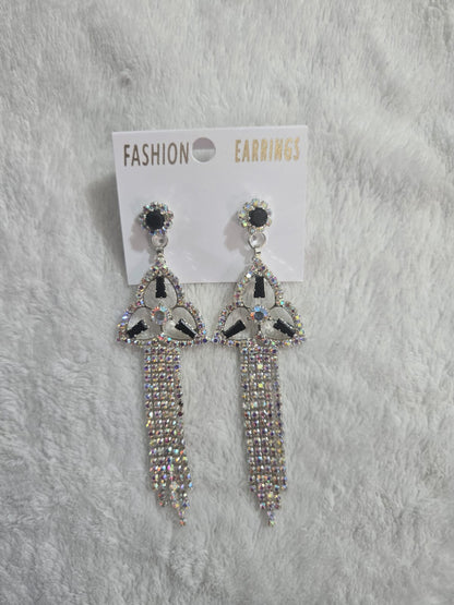 Black Stone Crystal Drop Earrings for Women Elegant Party Wear Jewellery
