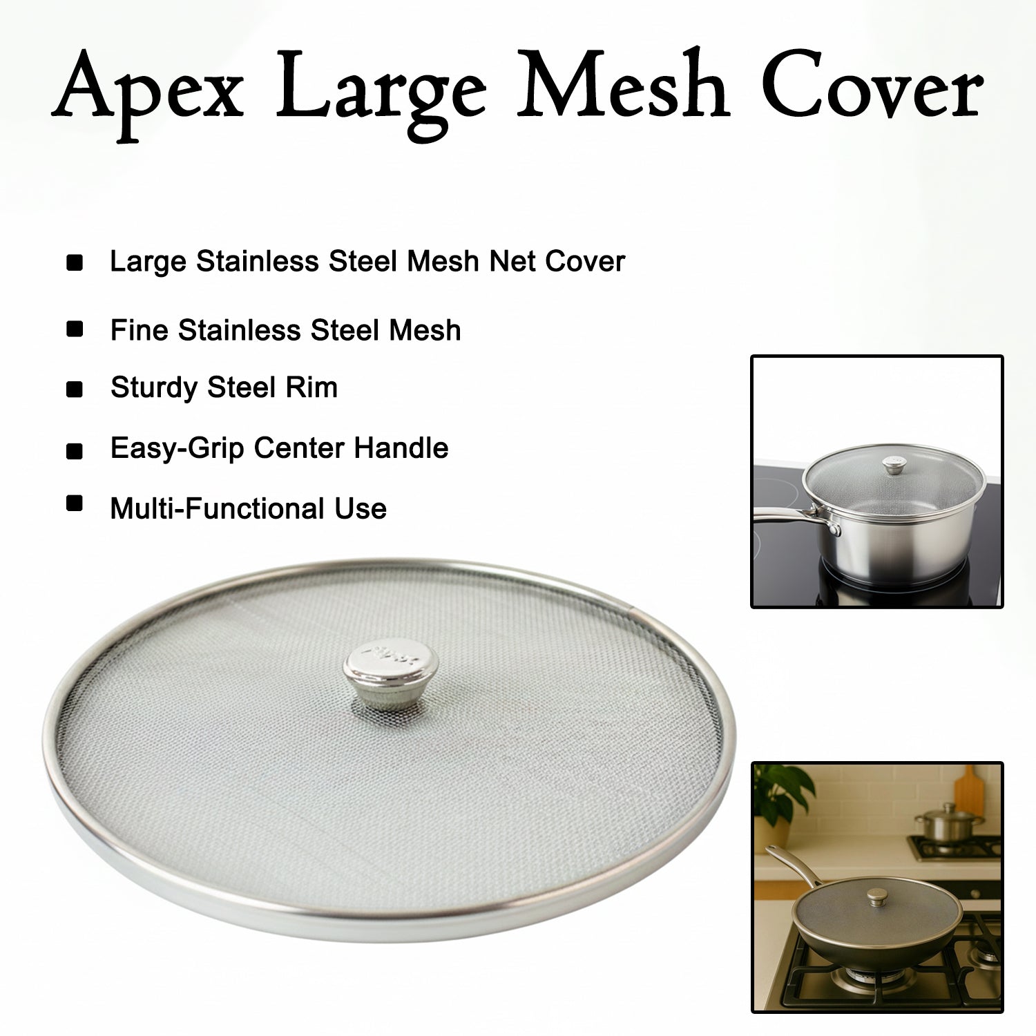 Apex Large Stainless Steel Mesh Net Cover for Cooking (1 Pc)