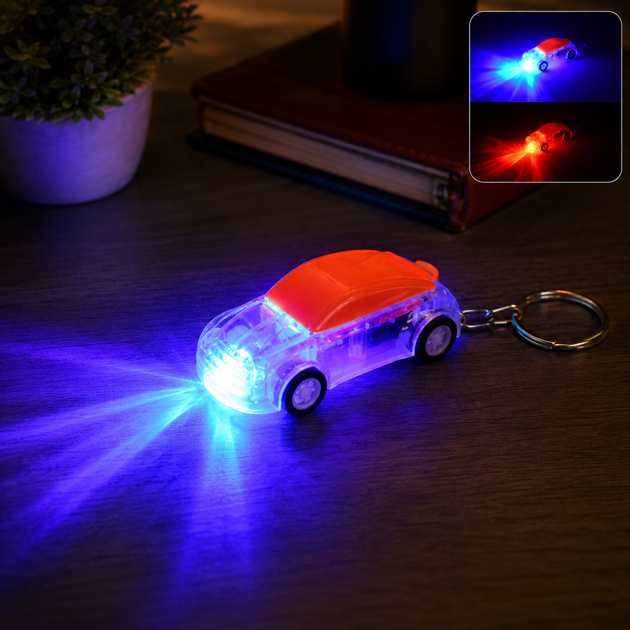 Mini Car LED Keychain Light – Bright Flashing Headlights Toy