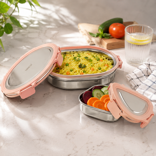 Stainless Steel Lunch Box Set – Leakproof & Durable 2-Piece