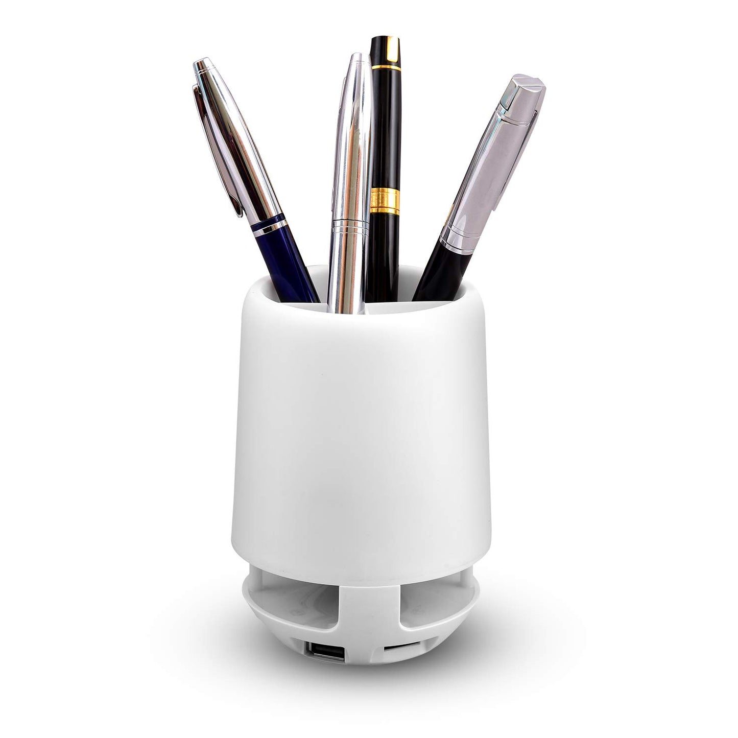 Multifunctional 4-Compartment Pen Holder with 5W Bluetooth Speaker & Smart Color-Changing Desk Lamp