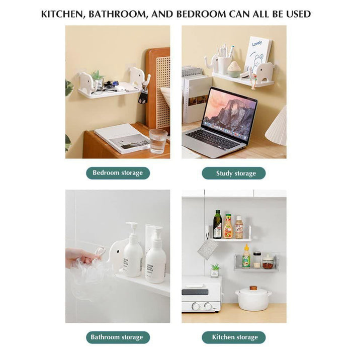 MULTIFUNCTIONAL ELEPHANT SHAPED STORAGE SHELF, NO PUNCHING WALL MOUNTE ...