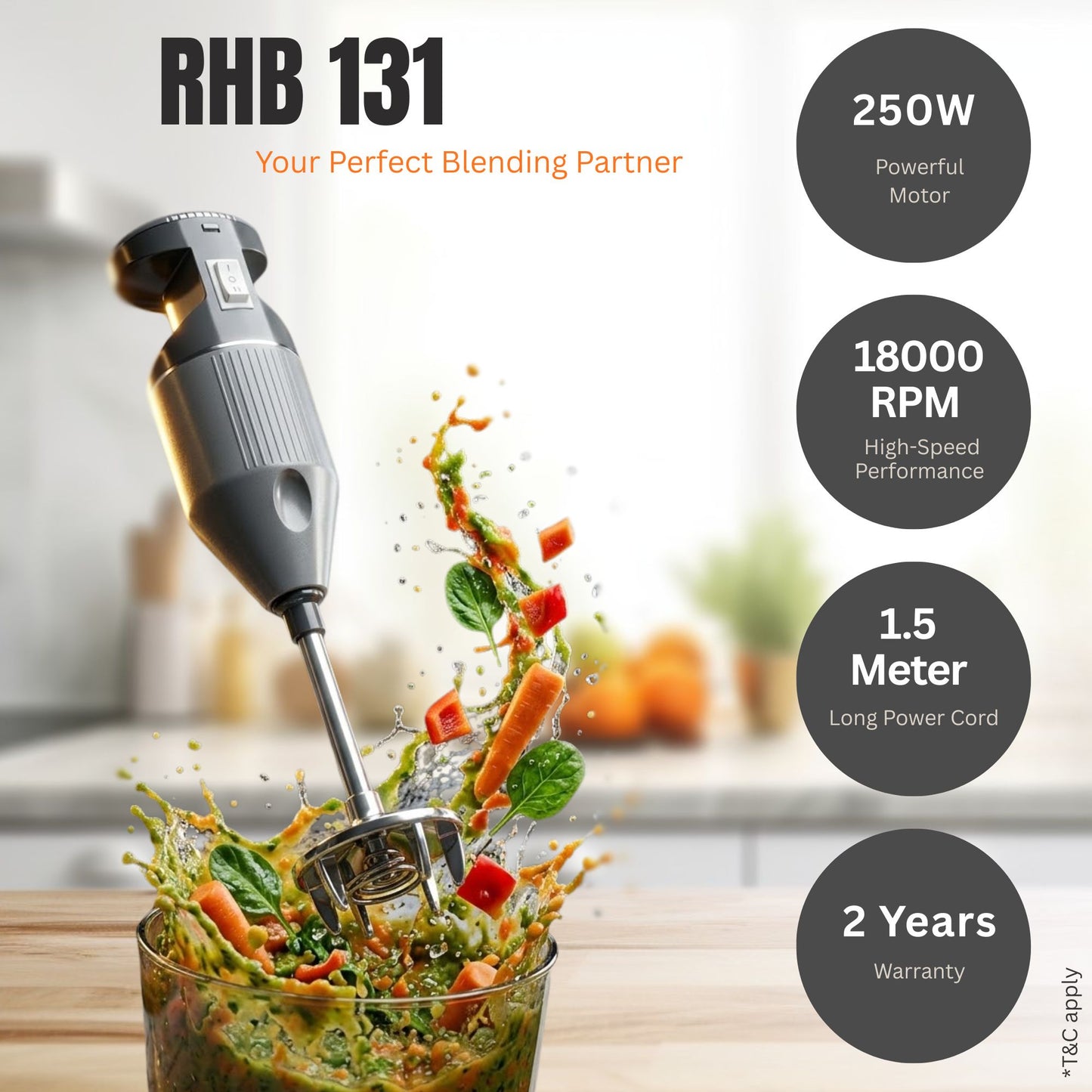 ZADAP RHB-131 Prime 250W Hand Blender (Black)