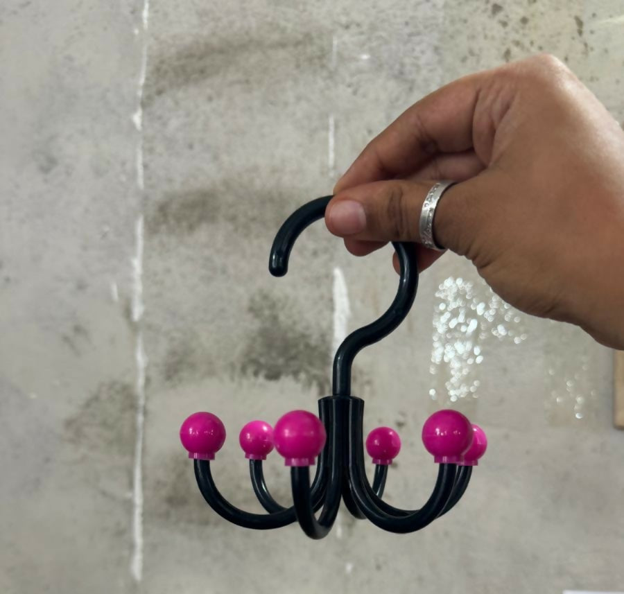 Multipurpose 360° Rotating Plastic Mini Hanger Hook Set of 4 | Colorful Multi Hook Organizer for Keys, Socks, Glasses, Towels & Accessories | Durable Rotating Hook for Wardrobe, Bathroom & Kitchen Use