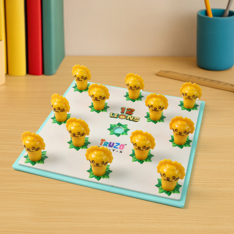 12 Lions by Truzo Toys – Educational Ring-Toss Board Game for Kids | 40 Challenge Cards, Develops Motor Skills & Counting