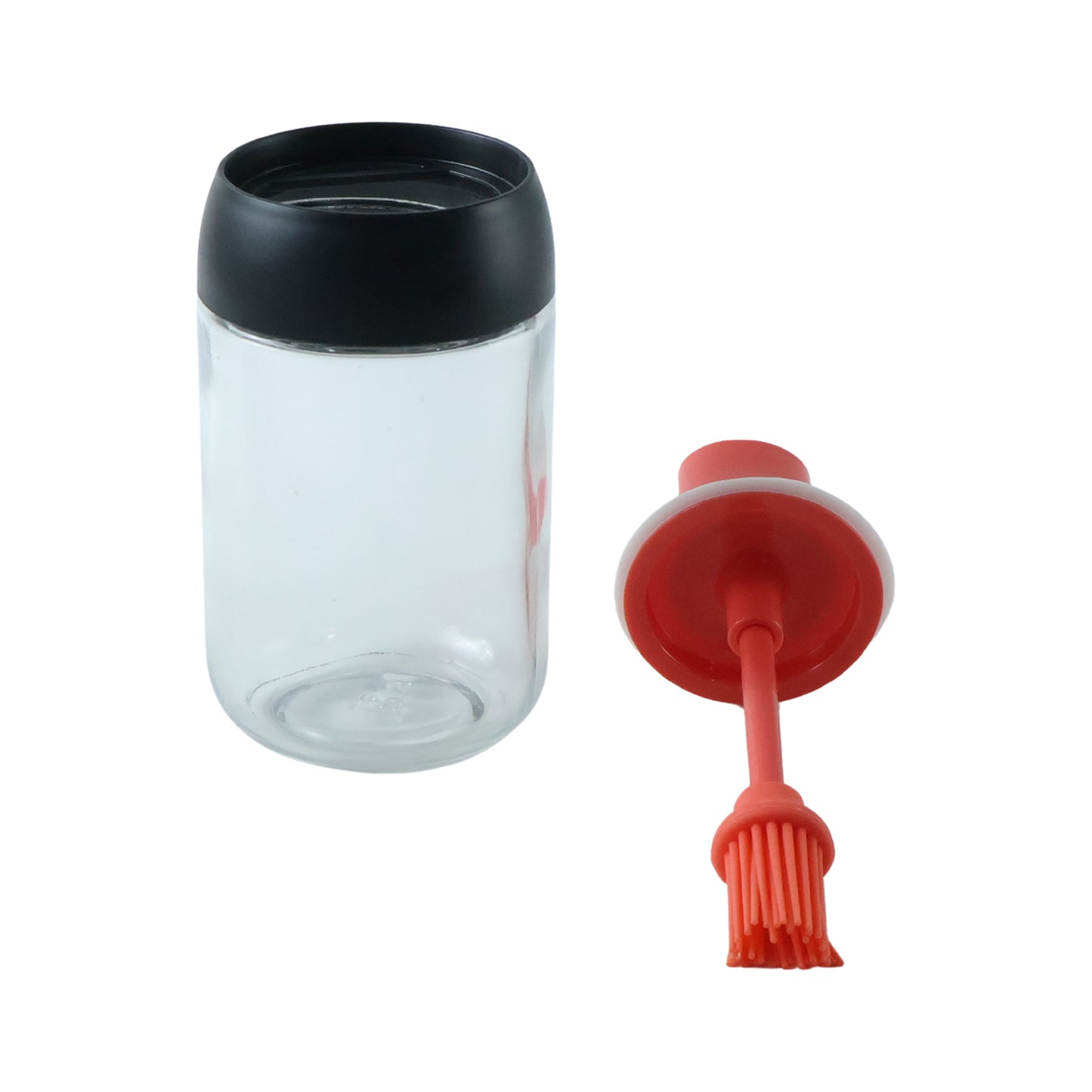 glass oil dispenser bottle white background