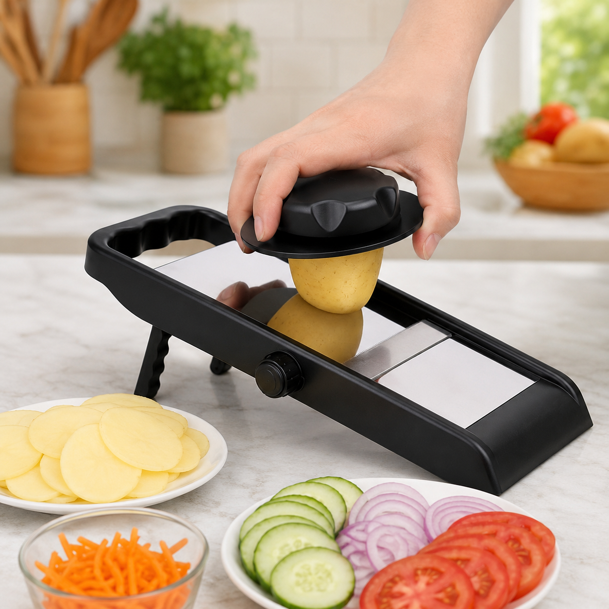 Adjustable Vegetable Slicer – Stainless Steel Blades | Konvex