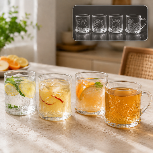 Glass Drinkware Set – 4-Piece Mugs & Tumblers | TableNest