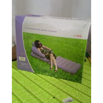 2 in 1 Air Mattress & Lounger, Portable Inflatable Mattress Air Sofa With Air Hand Pump (175×75 cm)